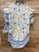 NEW Little Beginnings 5pc Bodysuits, Hat, & Mittens Set Blue sz 3-6m