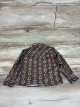 Cowboy Hardware "Tonal Aztec" Long Sleeve Western Shirt in Dark Chocolate Brown sz 2T