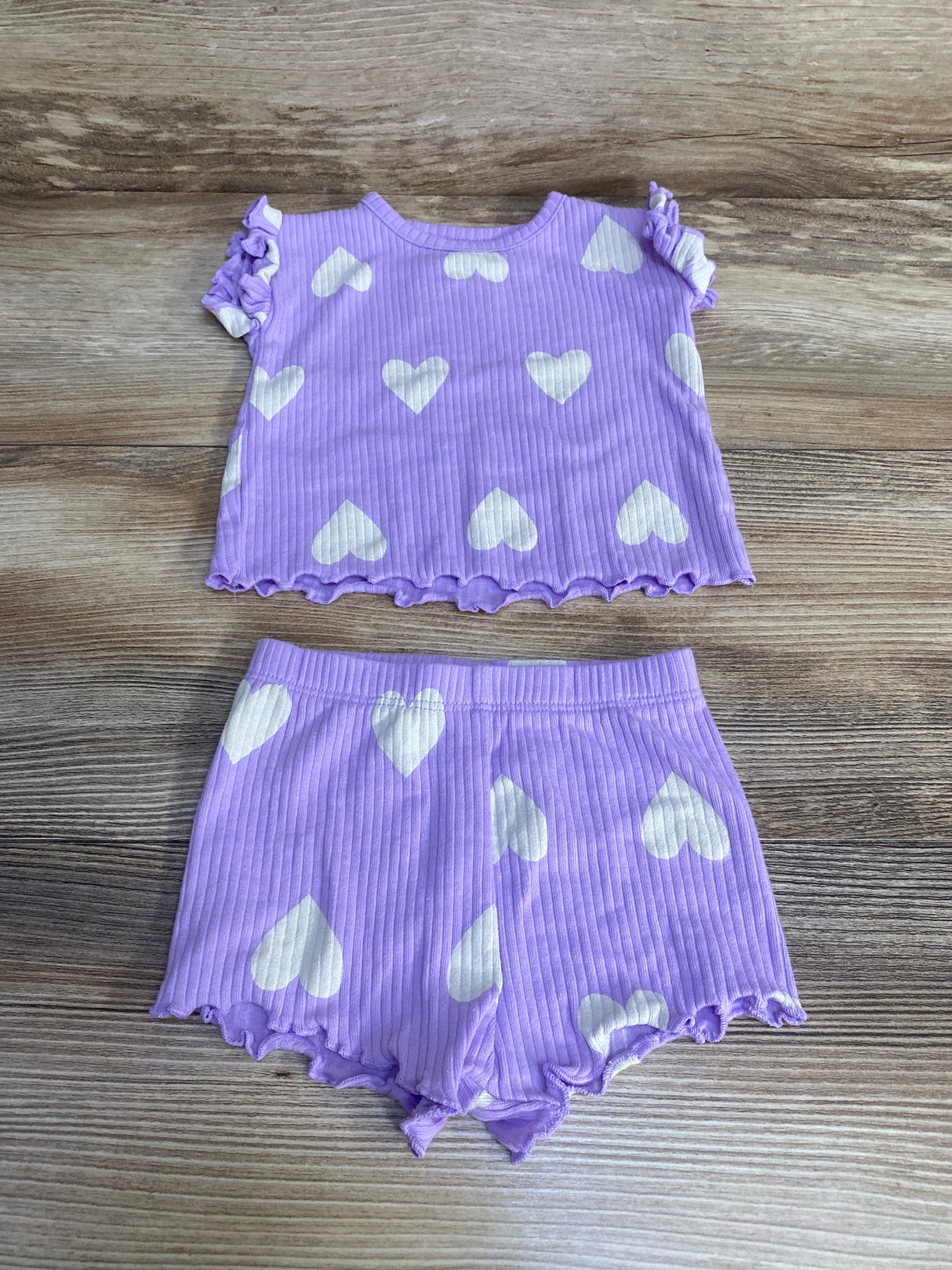 Cat & Jack 2pc Heart Print Shirt & Shorts Purple sz 0-3m