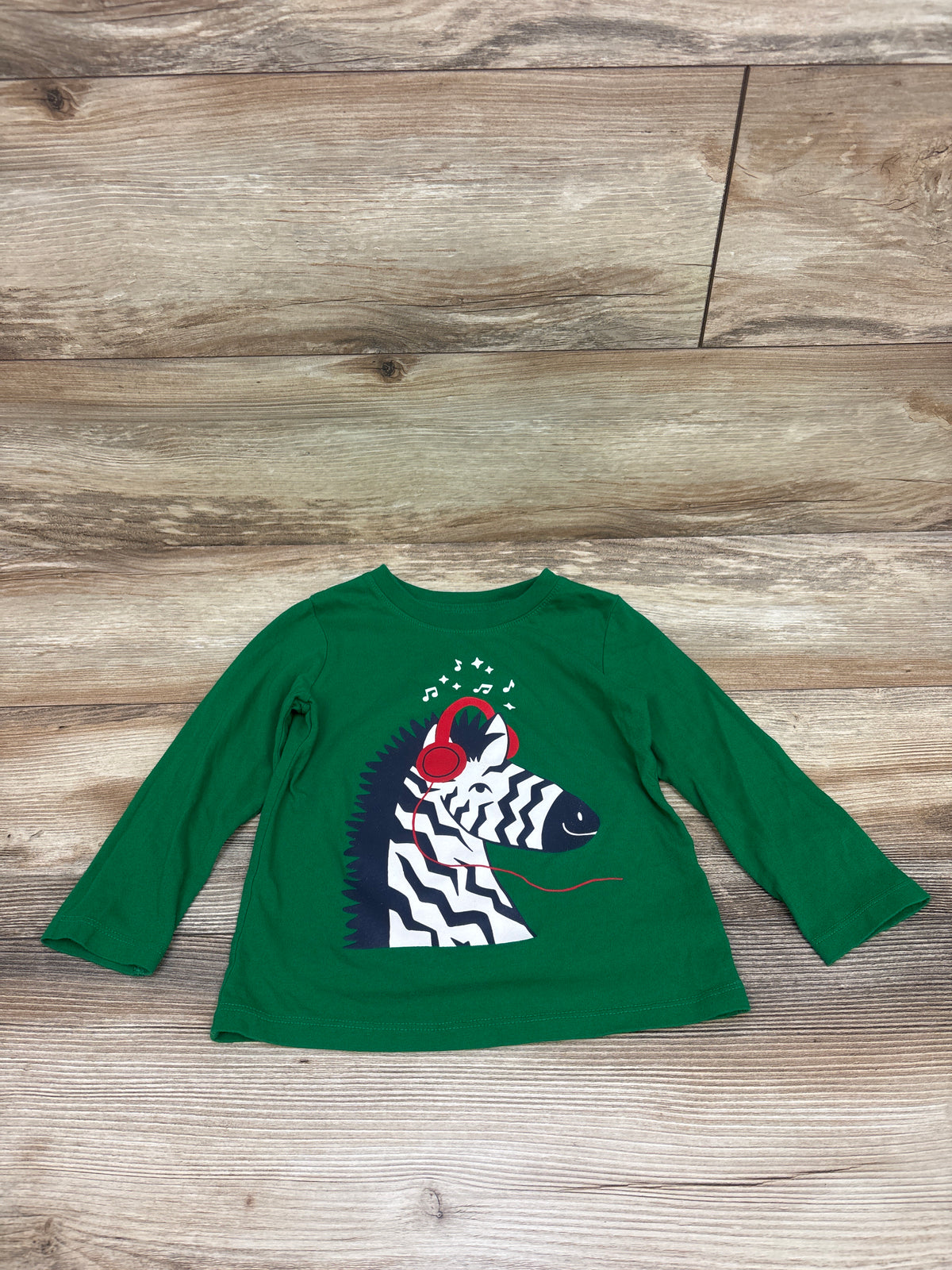 Cat & Jack Long Sleeve Zebra Shirt Green sz 3T