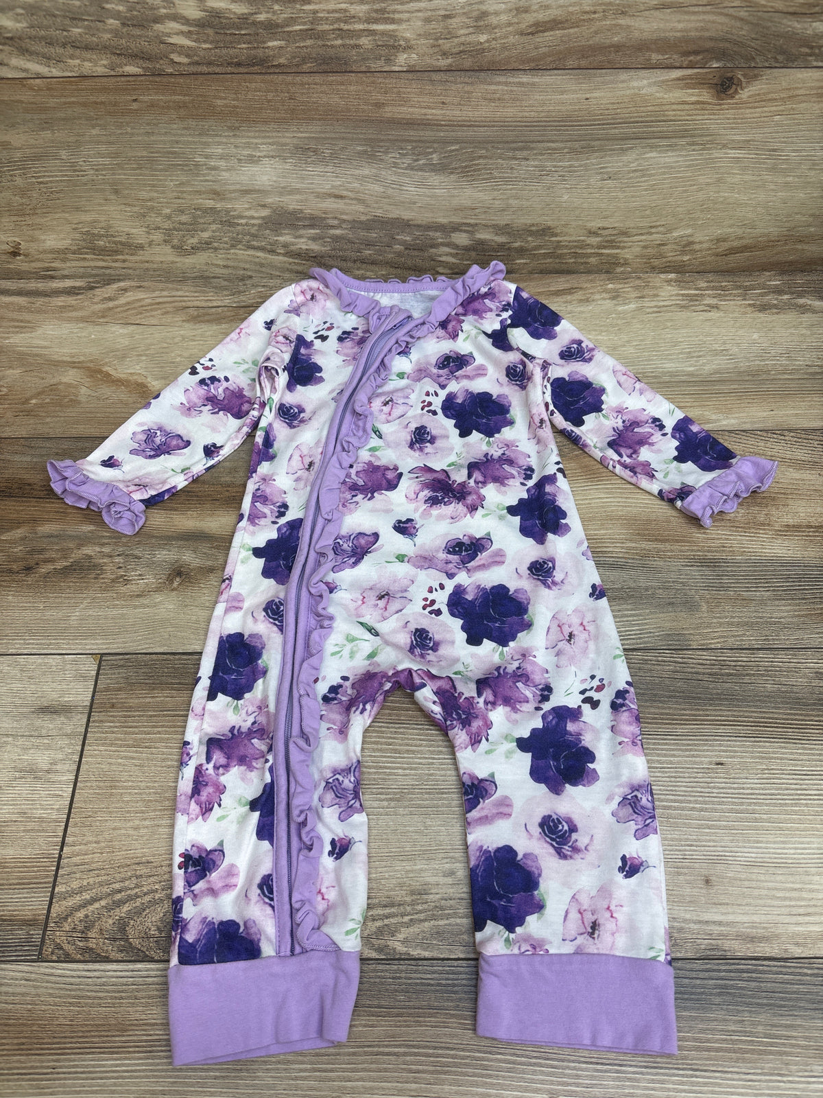 Floral Ruffle Sleeper White sz 9-12m