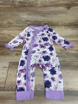 Floral Ruffle Sleeper White sz 9-12m