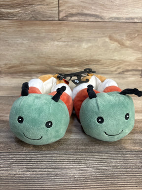 Cute caterpillar plush slippers for kids, soft and colorful with smiling faces