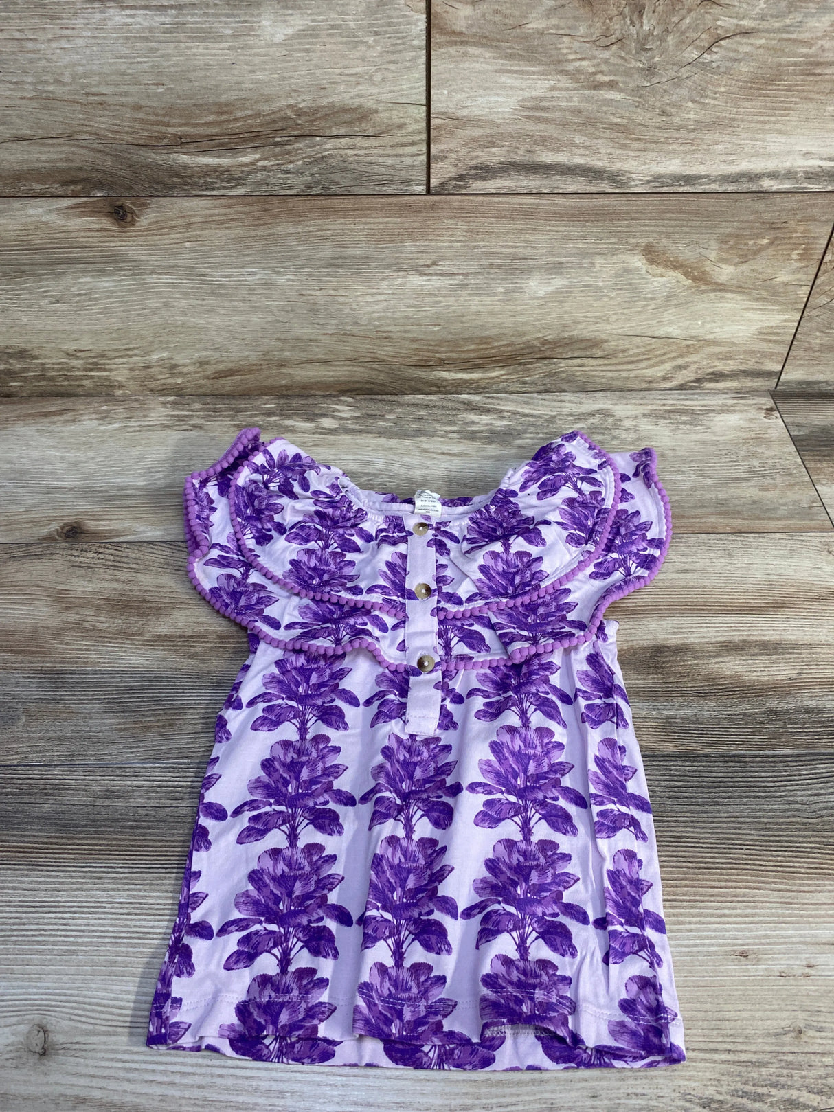 NEW Kate Quinn Lily of the Valley Henley Ruffle Top Purple sz 4T