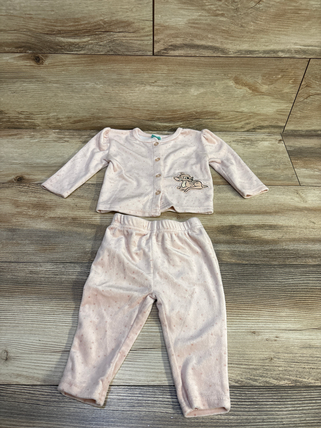 Disney Baby 2pc Bambi Velour Shirt & Pants Set Pink sz 3-6m