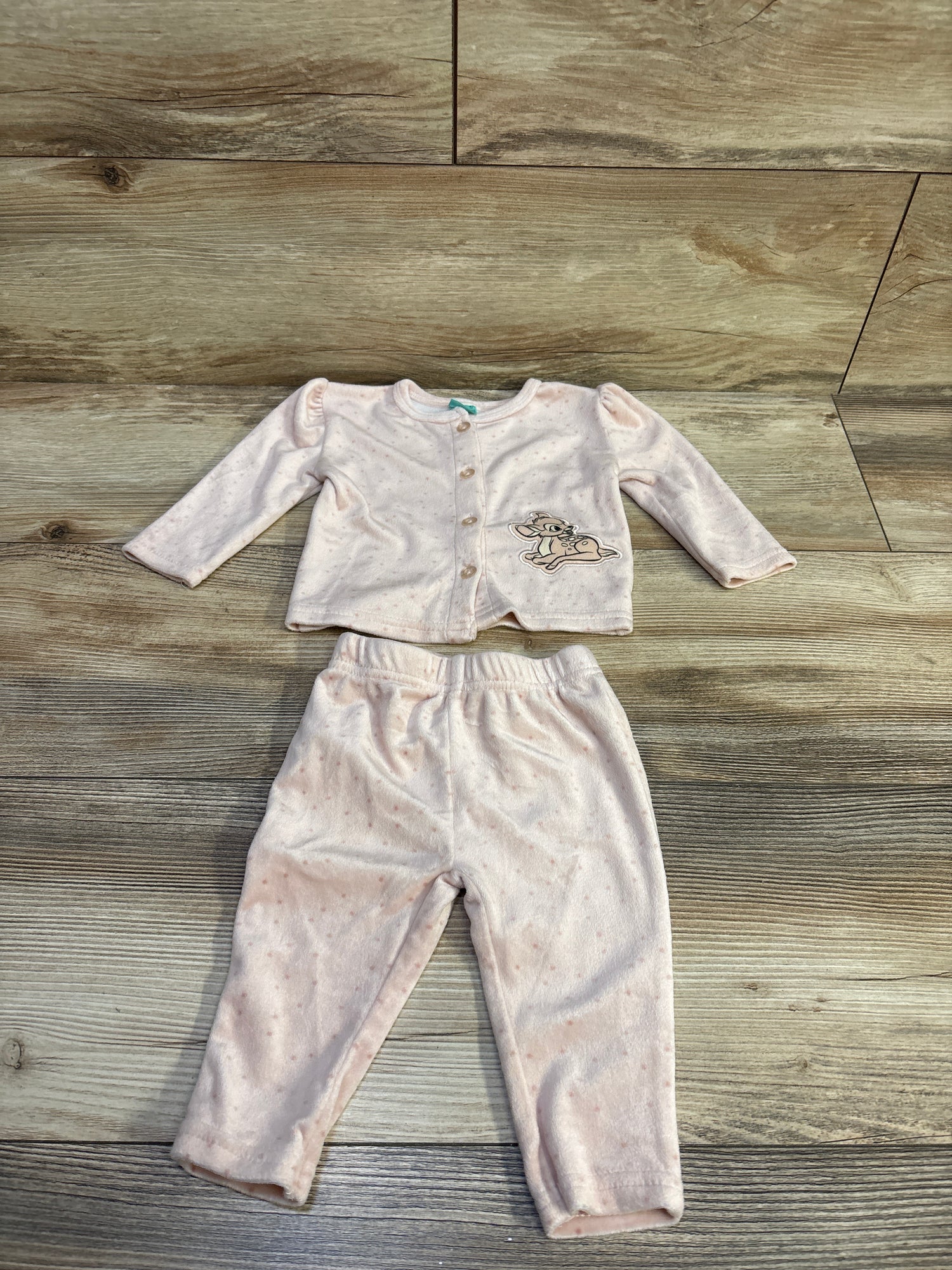 Disney Baby 2pc Bambi Velour Shirt & Pants Set Pink sz 3-6m