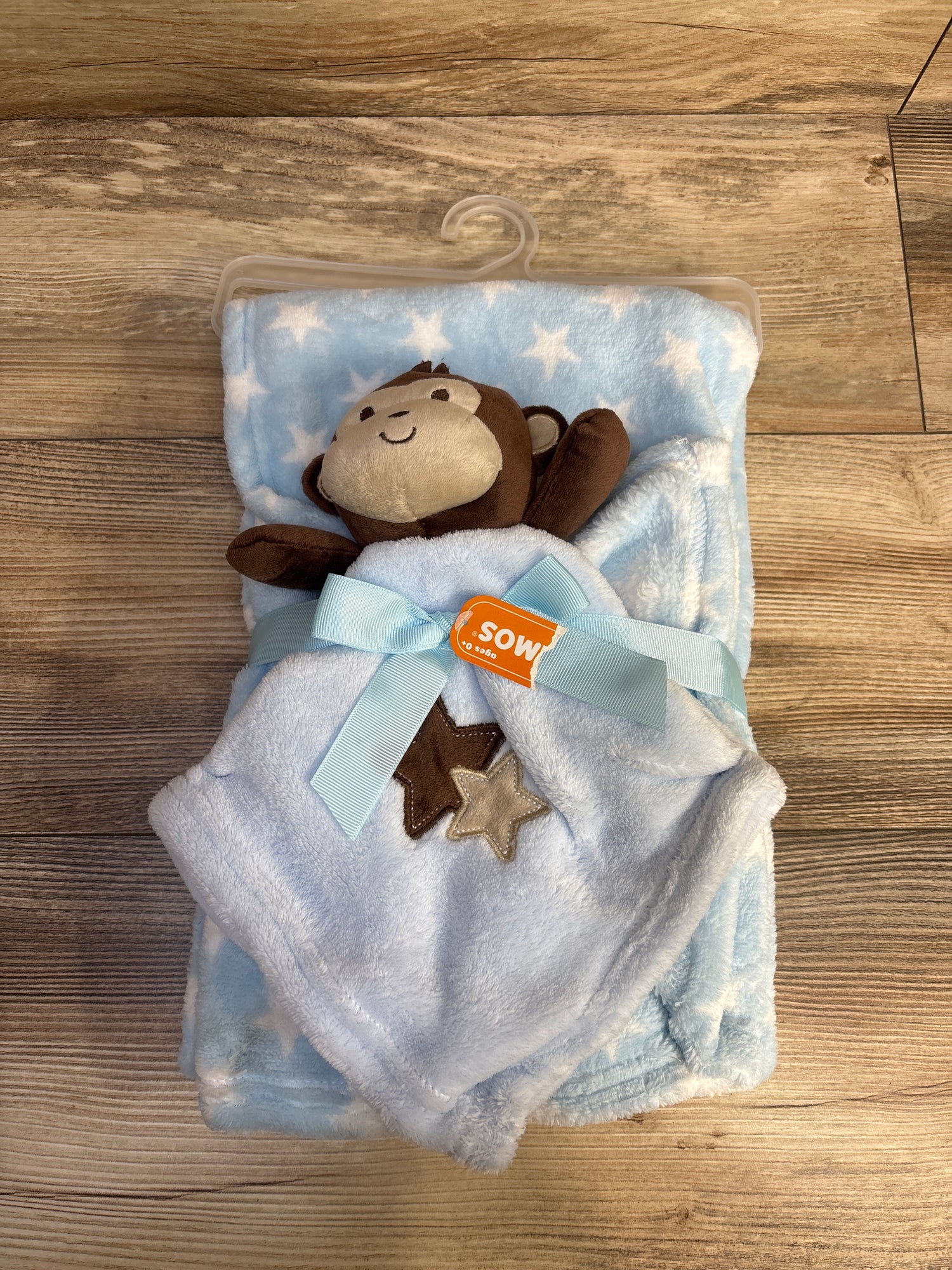 NEW Little Mimos 2pc Plush Blanket & Monkey Security Blanket, Blue