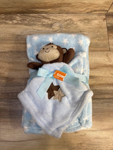 NEW Little Mimos 2pc Plush Blanket & Monkey Security Blanket, Blue