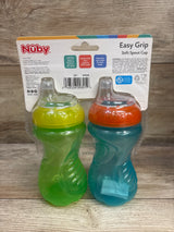 NEW Nuby Easy Grip Soft Spout Cups 2pk Green/Blue 10oz
