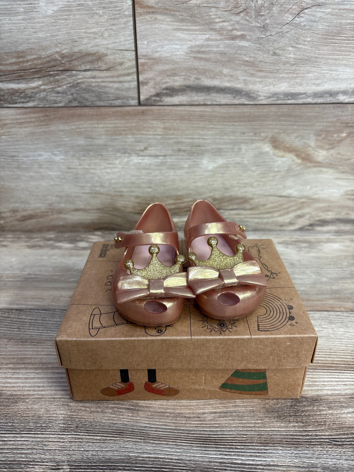 Mini Melissa 'Ultragirl Princess' Jelly Flats Metallic Pink sz 5c