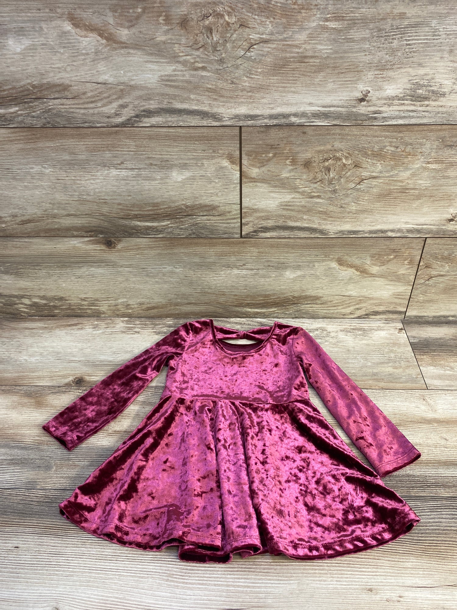 Children's Place Crushed Velvet Dress Burgundy sz 18-24m
