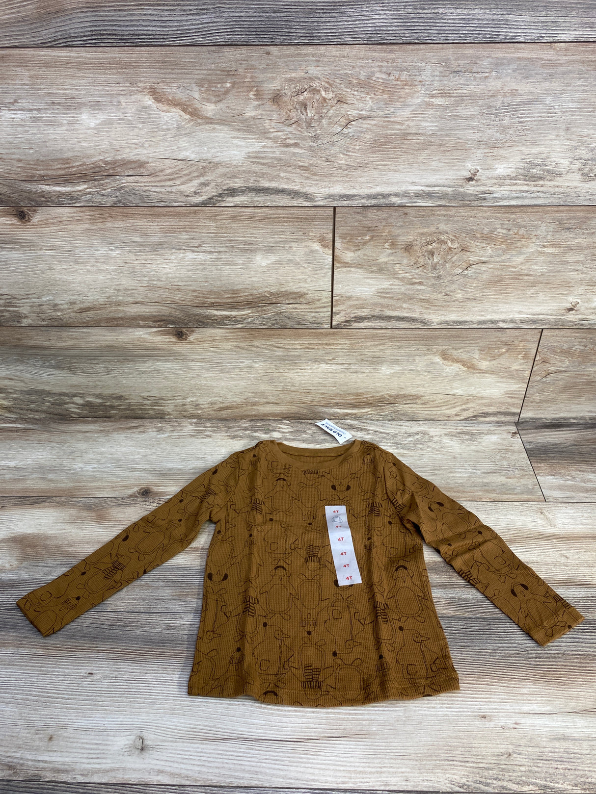 NEW Old Navy Penguin Waffle Knit Brown Shirt sz 4T