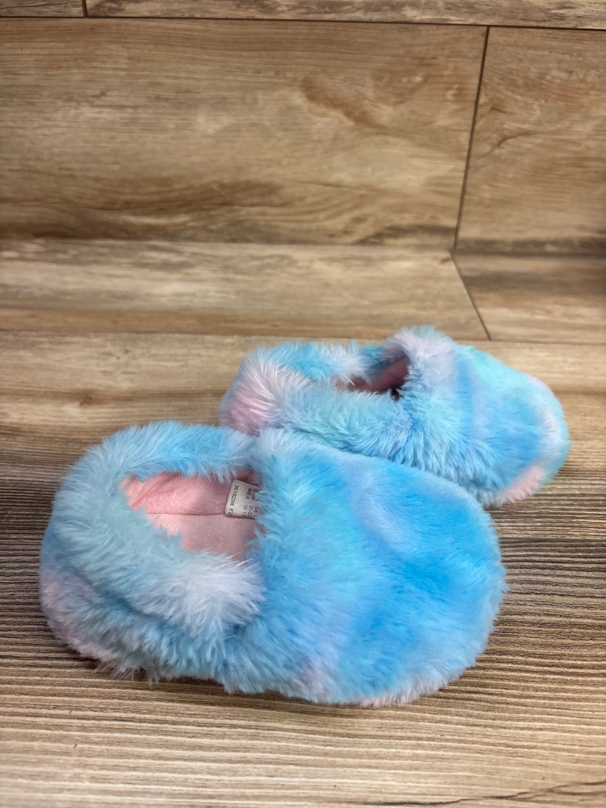 Wonder Nation Faux Fur Slippers Blue sz 5-6c