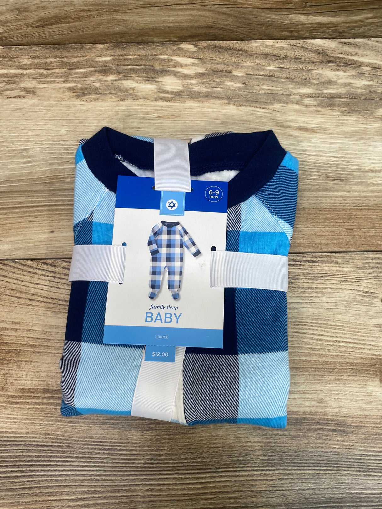 NEW Wondershop Buffalo Check Sleeper Blue sz 6-9m