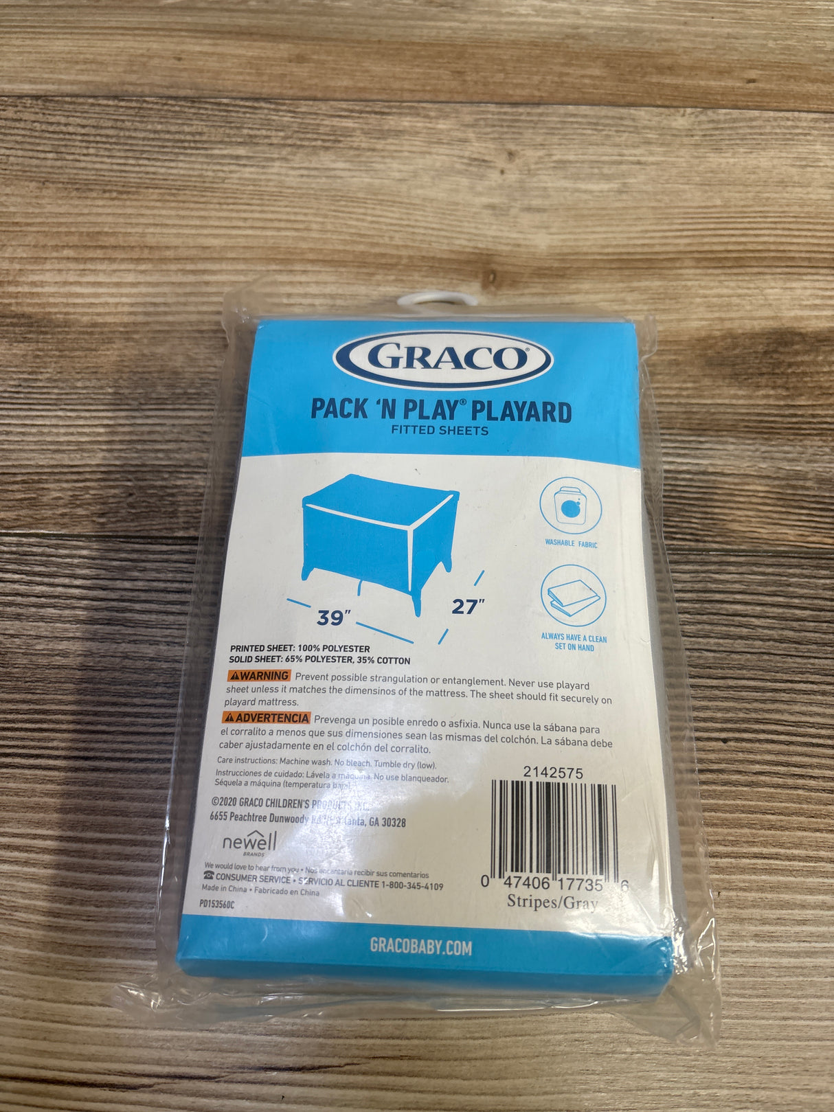 NEW Graco 2pk Fitted Playard Sheets Grey 27''x39''
