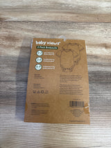 Back of Baby Views two-pack ivory bodysuit package with two short-sleeve illustrations, size 0 to 3 months, on wood