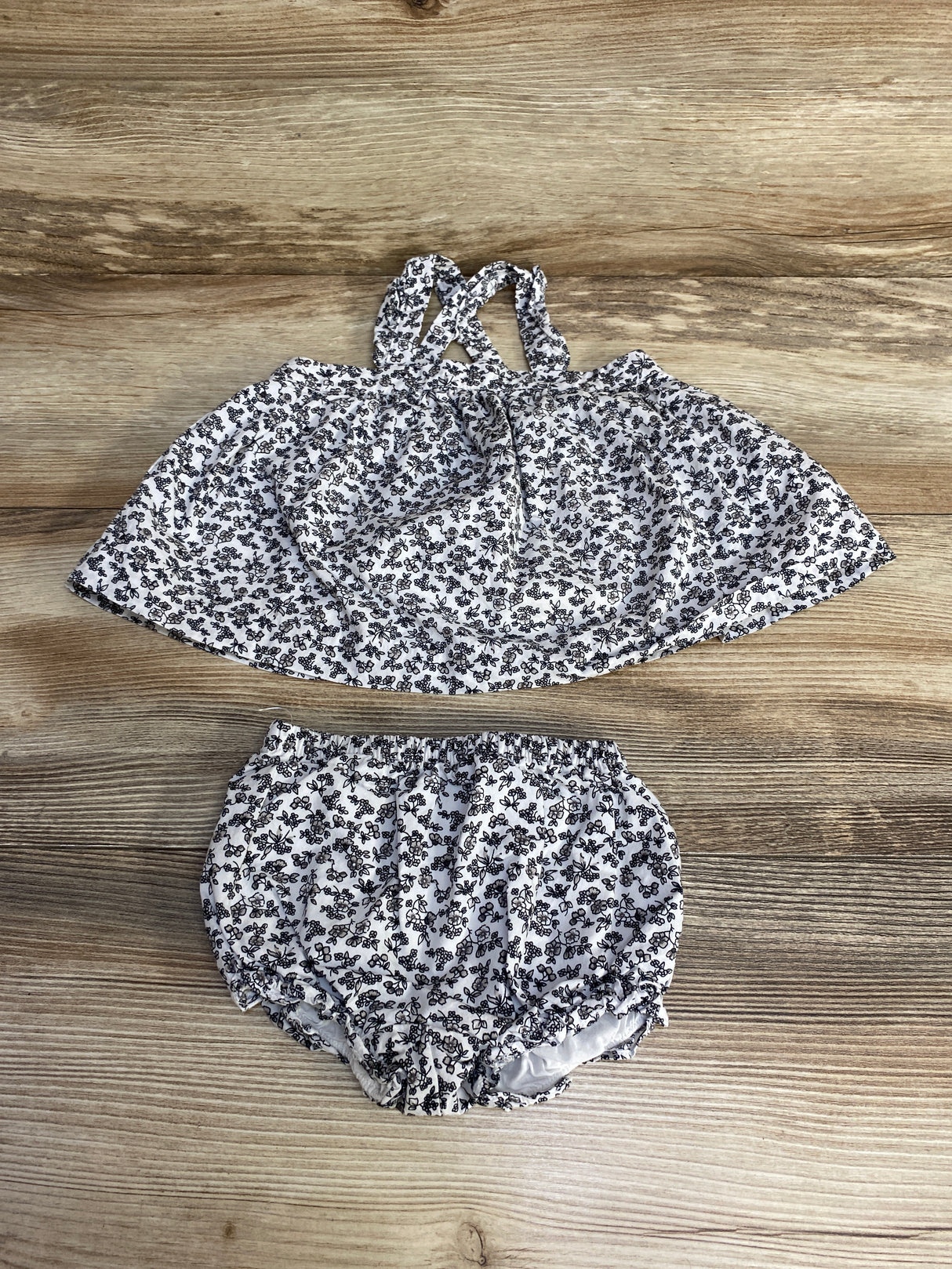 Janie and Jack 2pc Ditsy Floral Top & Bottoms White sz 3-6m