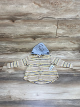 NEW Old Navy Hooded Striped Flannel Beige sz 12-18m