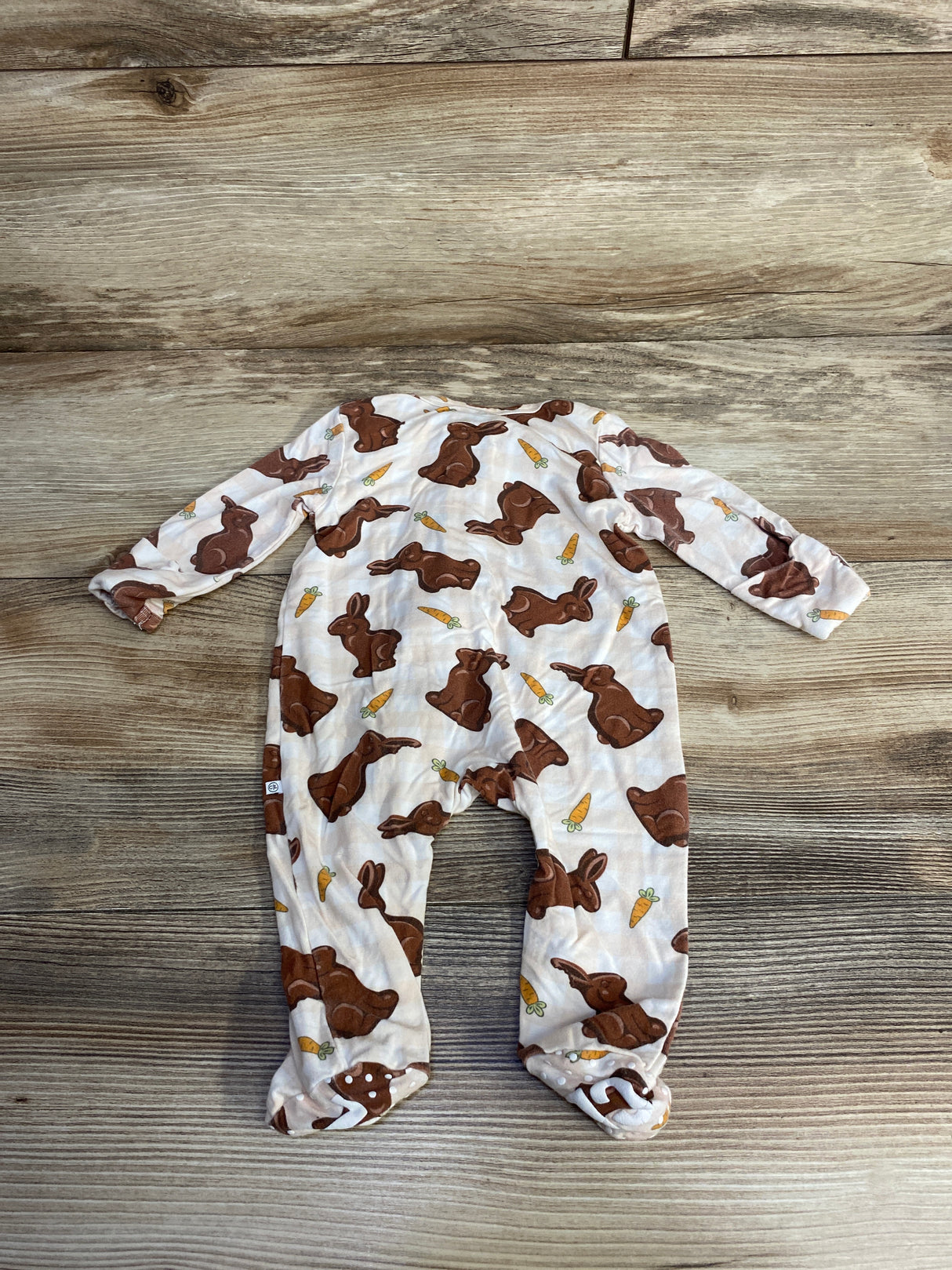 Caden Lane Chocolate Bunnies Zipper Footie White sz Newborn