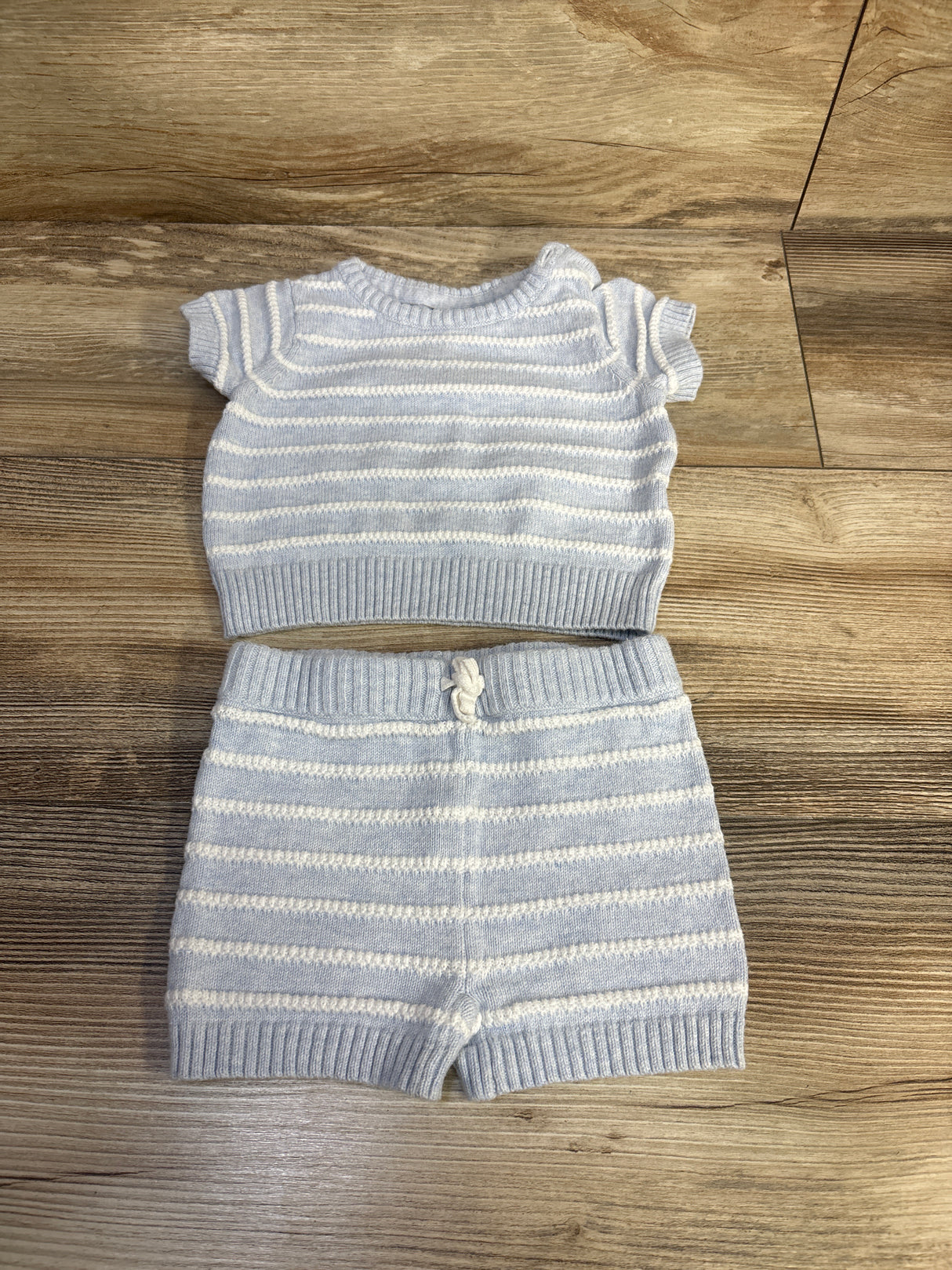 Janie & Jack 2pc Short Sleeve Striped Sweater Set Blue sz 3-6m