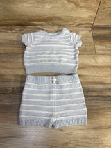 Janie & Jack 2pc Short Sleeve Striped Sweater Set Blue sz 3-6m