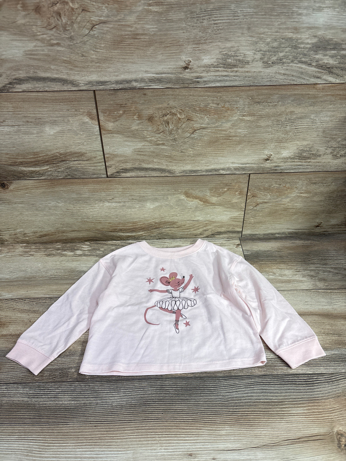 Cat & Jack Long Sleeve Ballerina Mouse Shirt Pink sz 2T