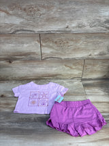 NEW Cat & Jack 2pc Beach Grid T-Shirt & Shorts Set Lilac sz 18m