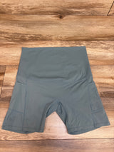 Poshdivah Over The Belly Yoga Shorts Teal sz Large