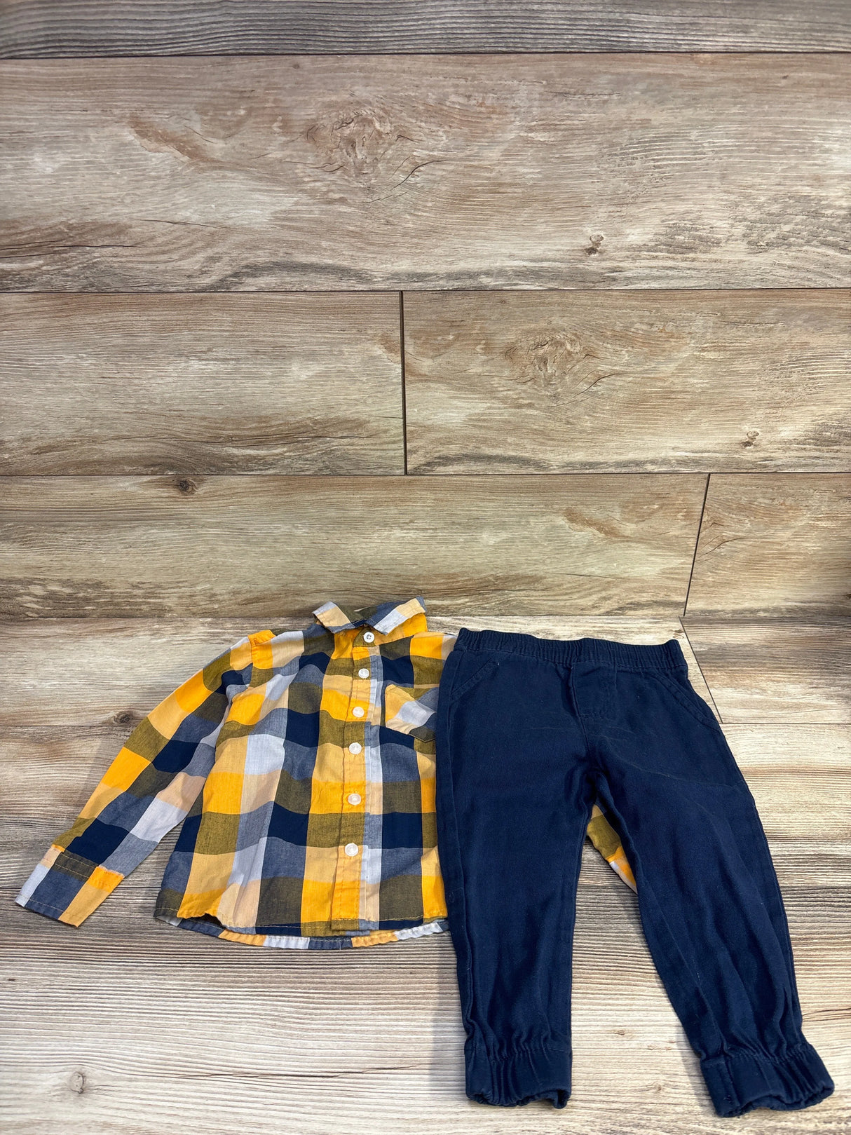 Alex & Jack 2pc Button-Up Shirt & Pants Set Yellow sz 3T