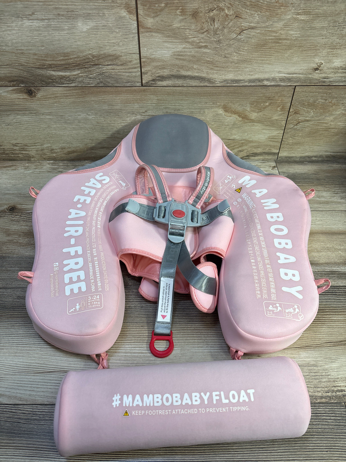 Mambobaby Non-Inflatable Pool Float with Canopy & Tail Pink 13-40lbs