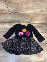Counting Daisies Embroidered Pumpkin Sequin Tulle Dress Black sz 3T