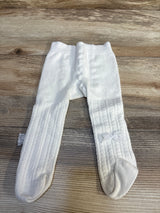 White ribbed baby tights with lace bow, perfect for infants and toddlers