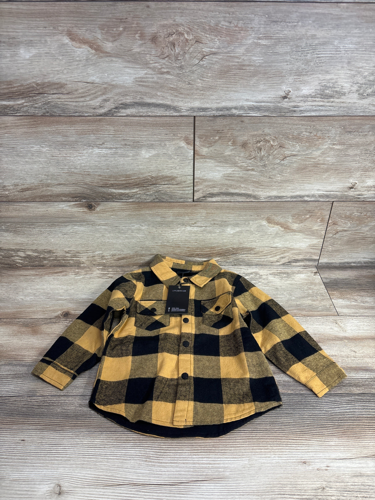 NEW Little Bipsy Buffalo Plaid Lined Flannel Yellow sz 18-24m