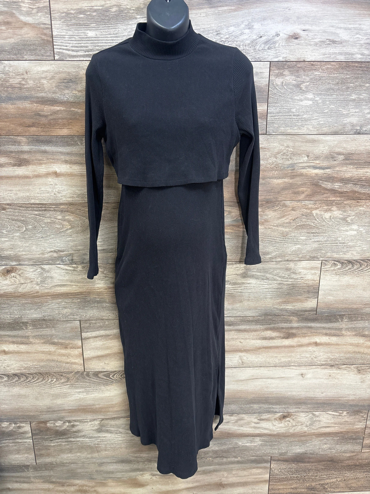 Old Navy Rib-Knit Long Sleeve Nursing Dress Black sz Medium