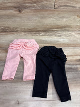 Old Navy 2pk Ruffle Pants Pink/Black sz 3-6m