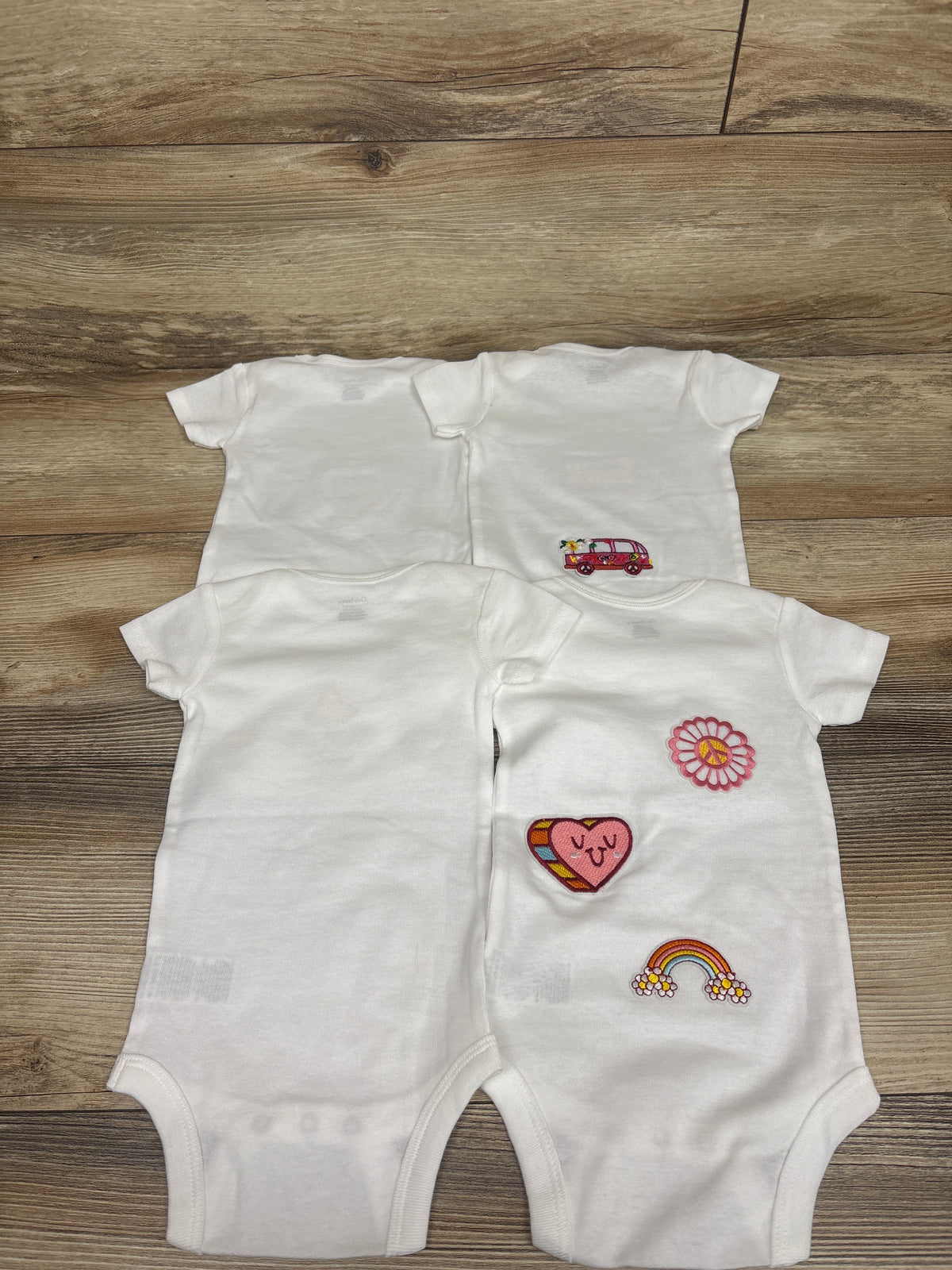 Gerber 4pk Embroidered Bodysuits White sz 3-6m