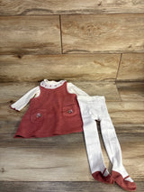 Tahari 3pc Collared Shirt, Dress, & Tights Set White sz 3/6m