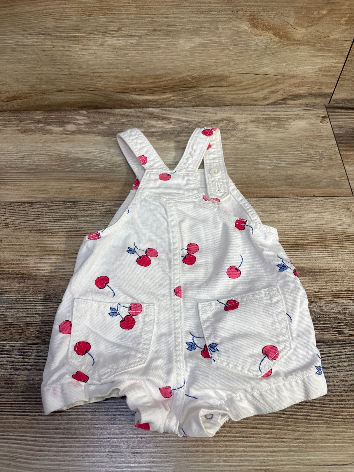 Baby Gap Denim Cherry Shortalls White sz 6-12m