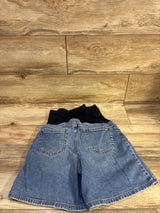 Isabel Maternity Crossover Panel Midi Denim Shorts Blue sz XS/2