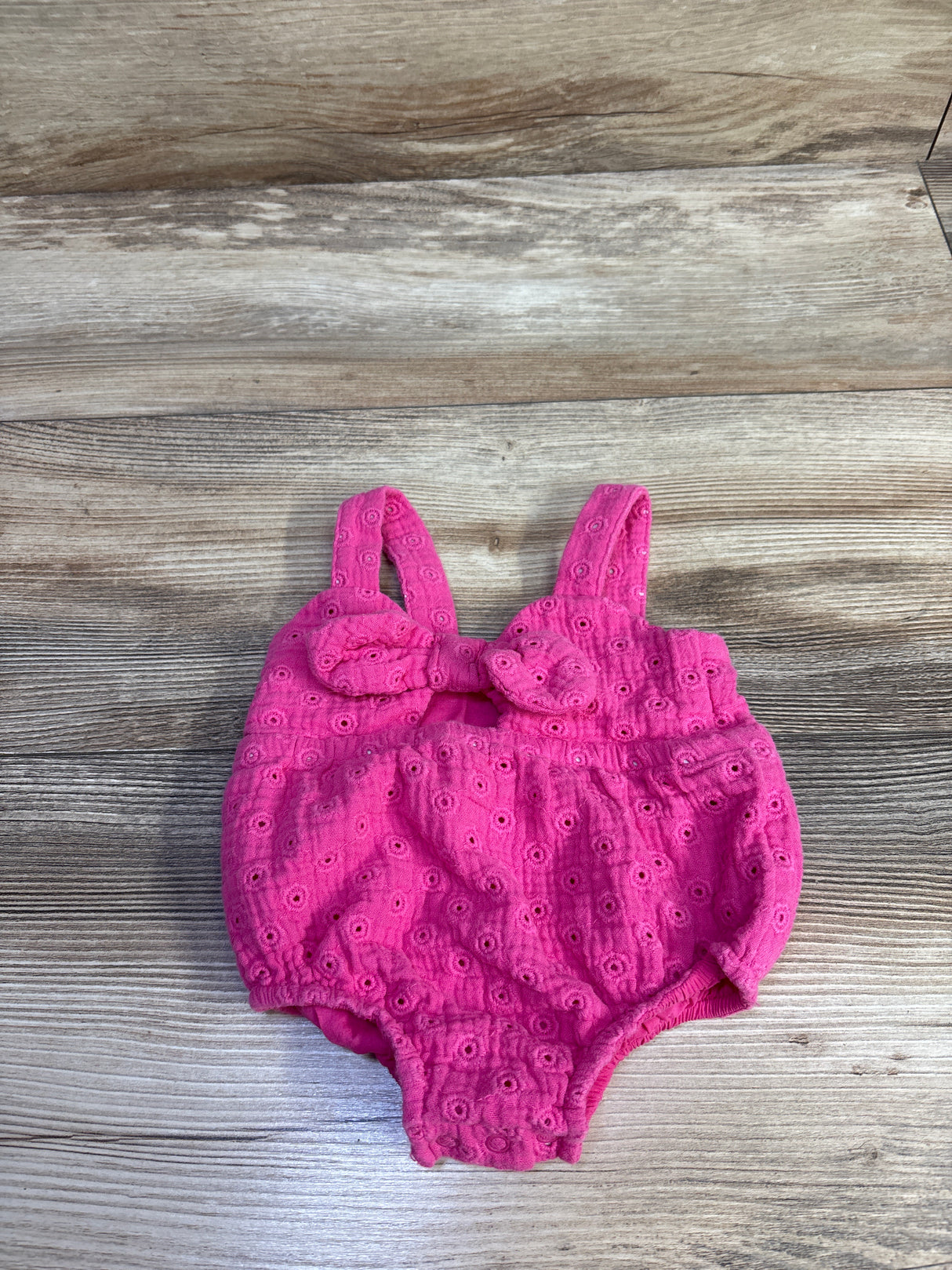Cat & Jack Eyelet Bubble Romper Hot Pink sz 0-3m
