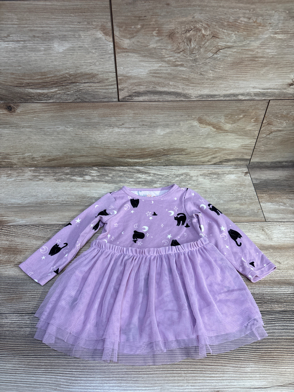 Cat & Jack Halloween Cat Witch Long Sleeve Tulle Dress Purple sz 6-9m