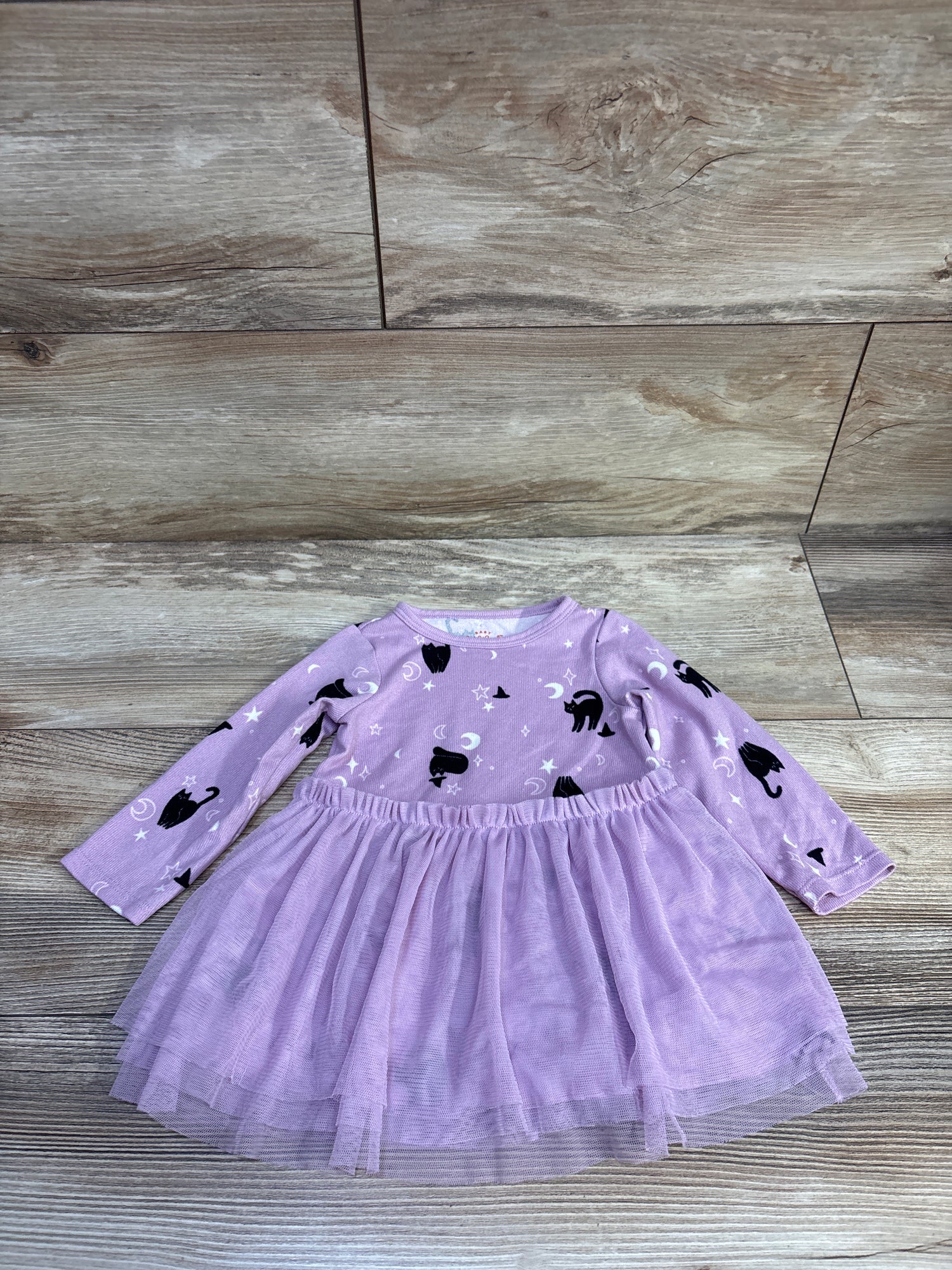 Cat & Jack Halloween Cat Witch Long Sleeve Tulle Dress Purple sz 6-9m