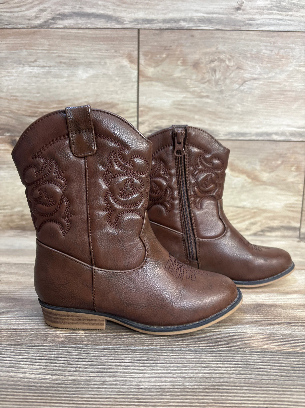 Cat & Jack Memphis Zipper Western Boots Brown sz 11c