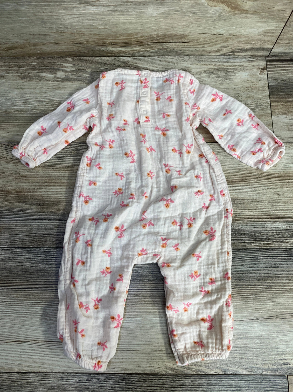 Cat & Jack Floral Smocked Coverall Pink sz 6-9m