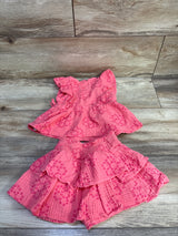 Penelope Mack 2pc Gauze Peplum Top & Ruffle Skort Set Pink sz 3T
