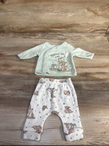 Disney Baby 2pc Welcome Little Deer Shirt & Pants Set Sage sz Preemie