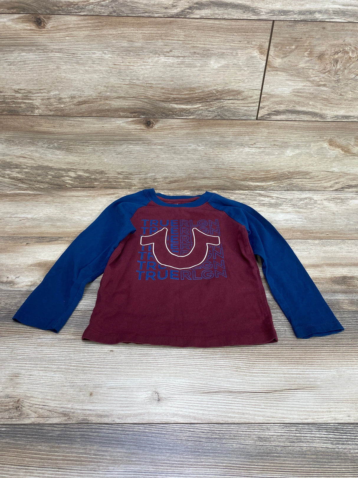 True Religion Raglan Logo Shirt Blue/Red sz 5T