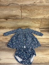 Little Planet Organic 2pc Gauze Dress & Bloomers Set Blue sz 12m