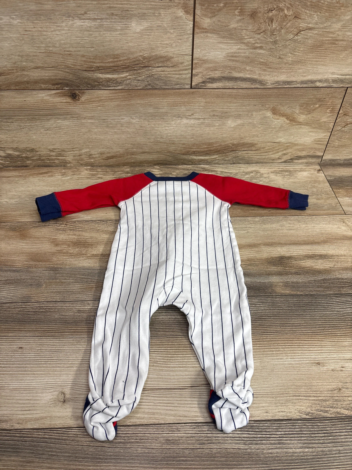 Child Of Mine Daddy's Rookie Stripped Sleeper White sz 3-6m