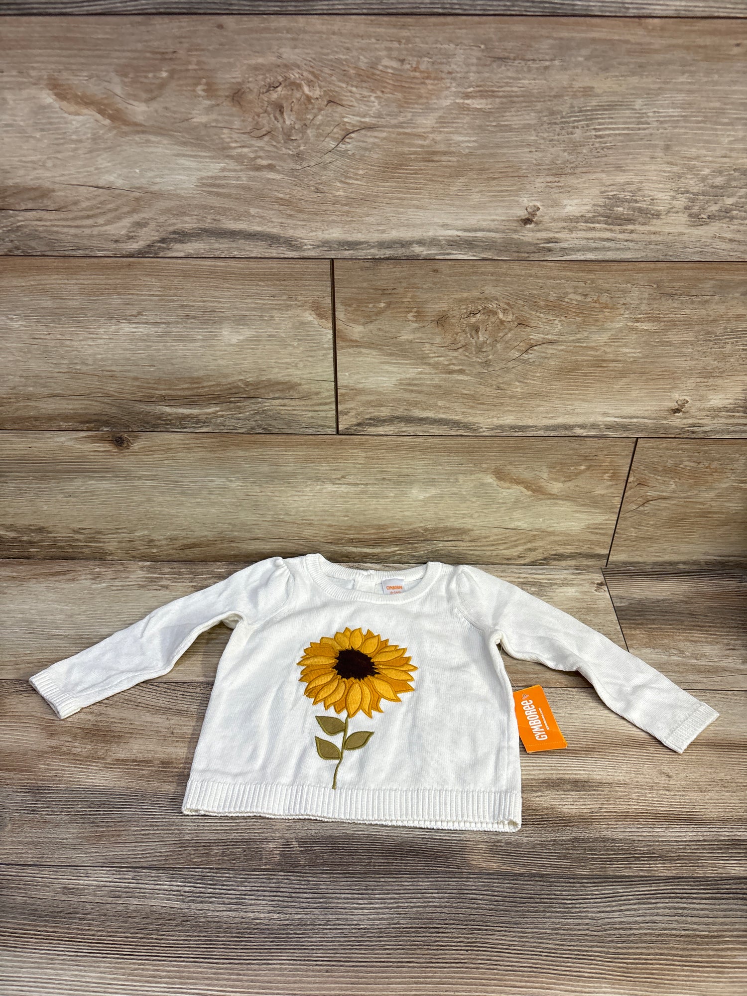 NEW Gymboree Embroidered Sunflower Sweater White sz 18-24m